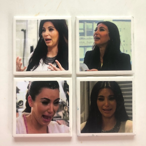 Vintage 2012 Kim Kardashian Cry Face Drink Coasters - Picture 1 of 10